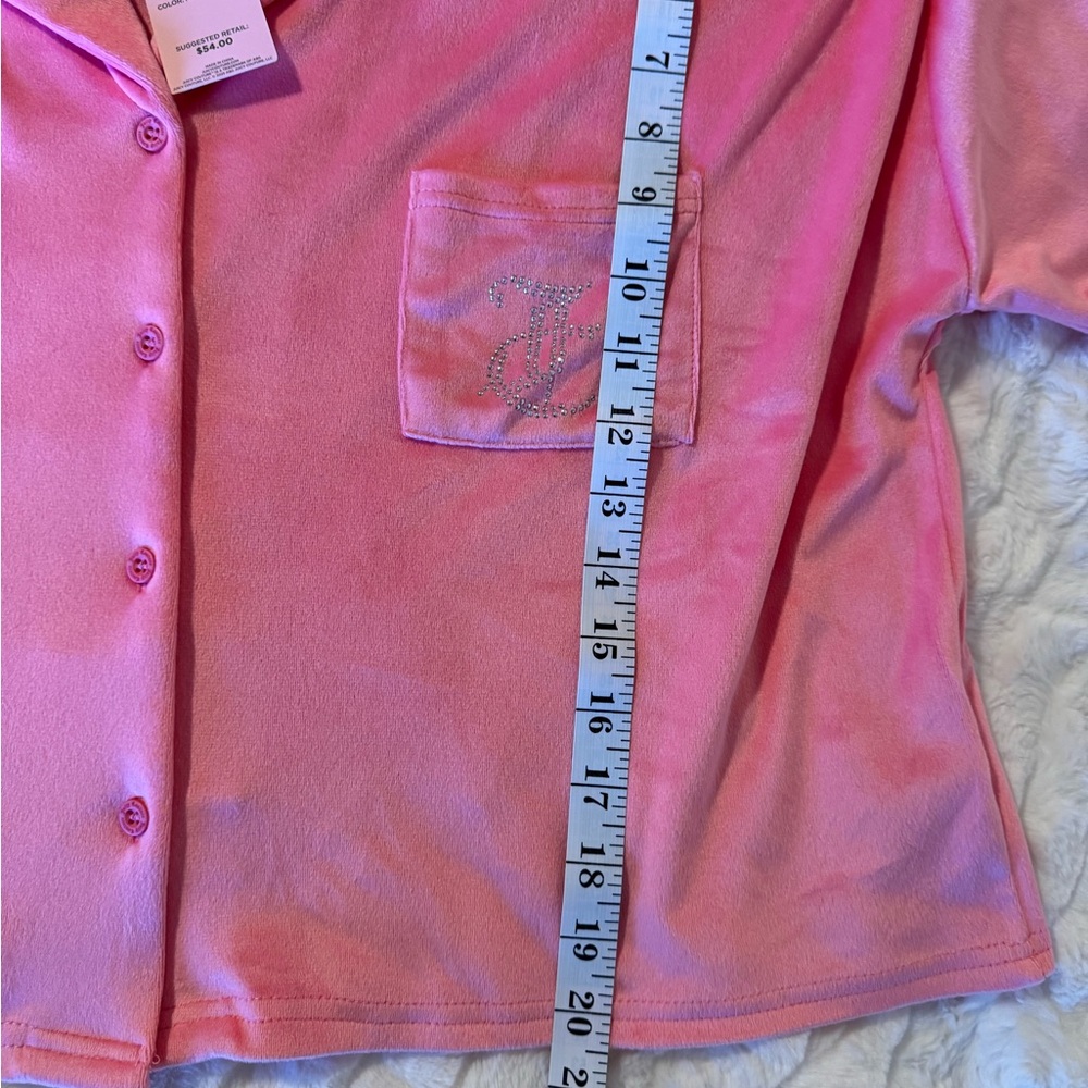 NWT 2 Piece Juicy Couture Pink Velour Rhinestone Bling Shorts Pajama Set - Picture 11 of 16